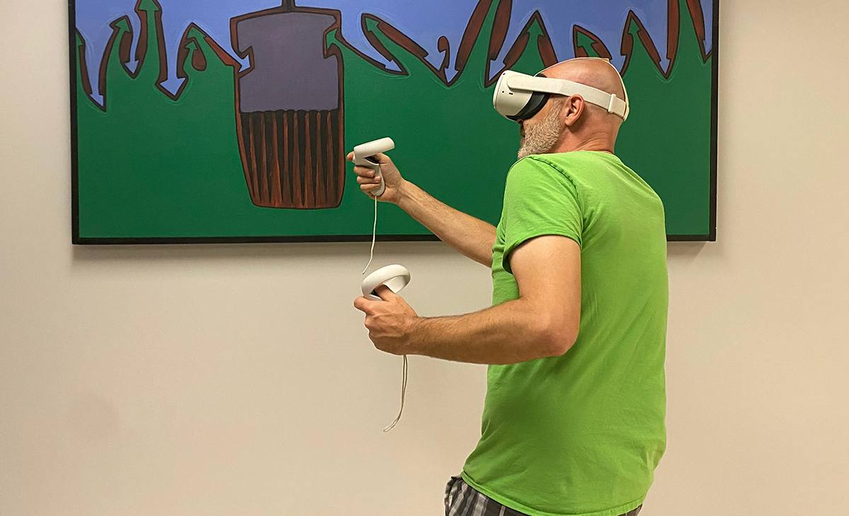 A person playing a VR game on the Meta Quest 2