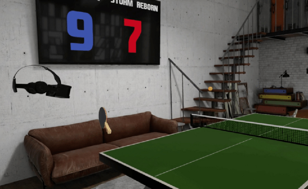 A VR table tennis game with realistic ball physics and challenging opponents